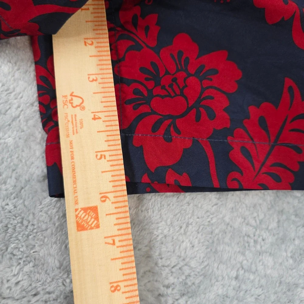 Lands' End Mens Large Blue Red Floral‎ Swim Trunks Board Shorts Mesh Lined